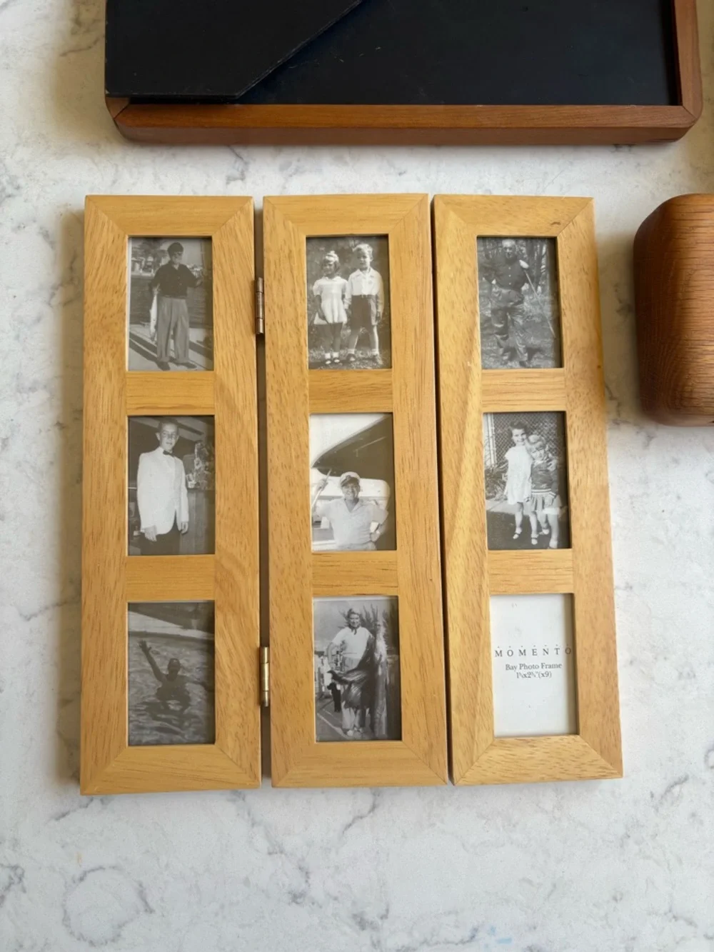 Wooden Triple Folding Photo Frame - Natural